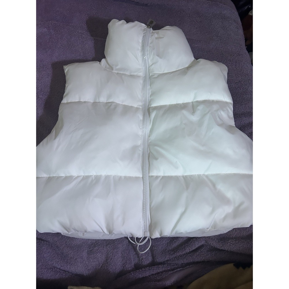 Anna & Ava Womens‎ White Cropped Puffer Vest Small NWT Zipper